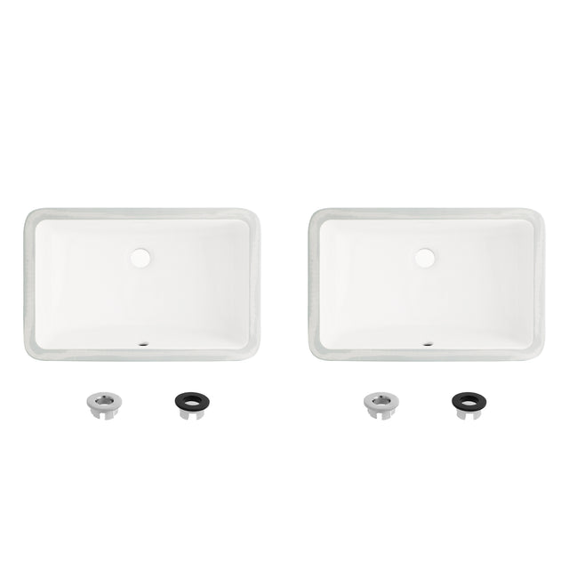 18" W x 12" D Porcelain Rectangular Undermount Bathroom Sink Set of 2