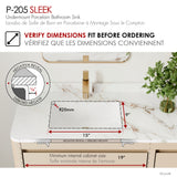 18" W x 12" D Porcelain Rectangular Undermount Bathroom Sink Set of 2