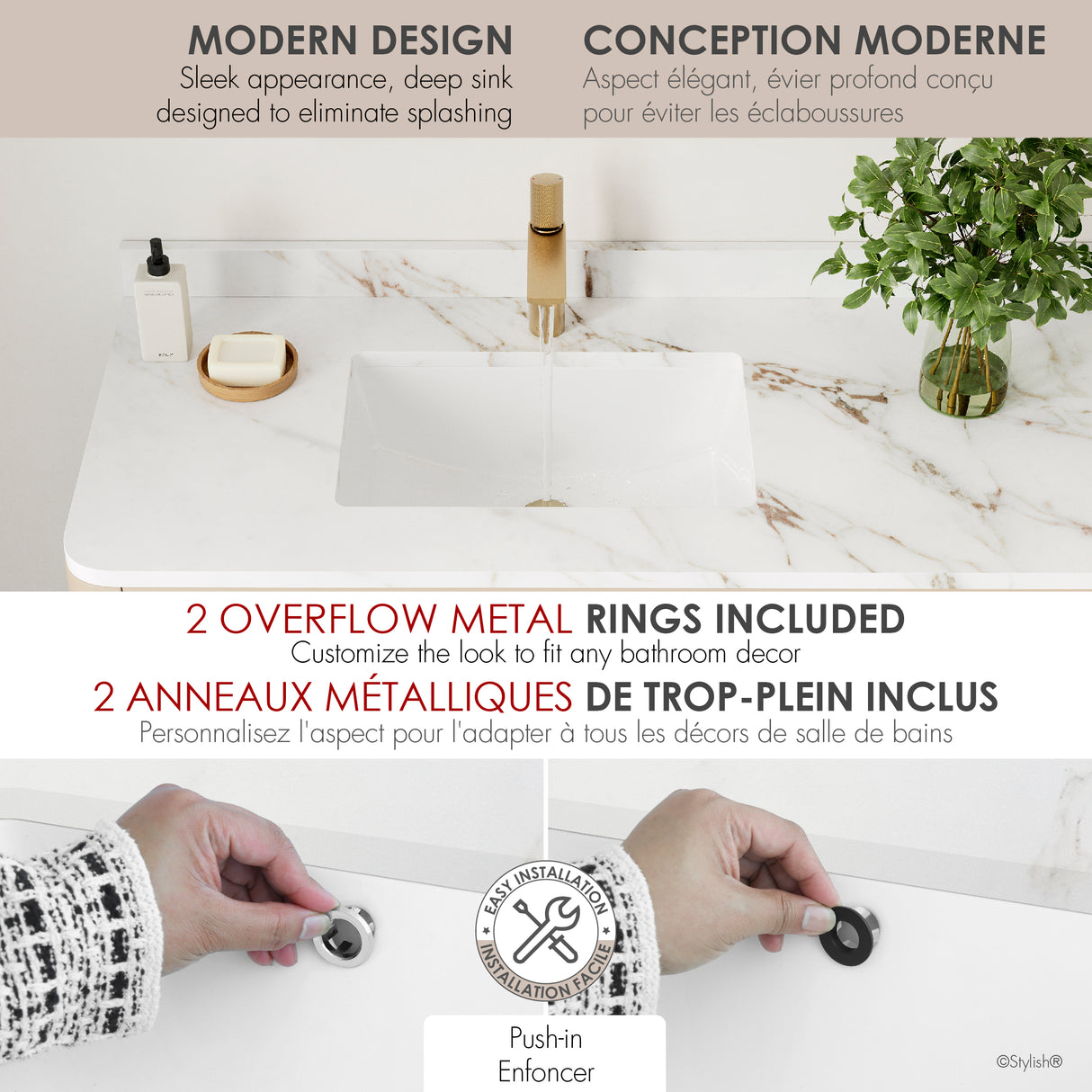 18" W x 12" D Porcelain Rectangular Undermount Bathroom Sink Set of 2