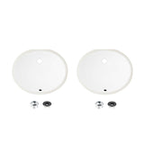 19.5" W x 16" D Porcelain Oval Undermount Bathroom Sink Set of 2