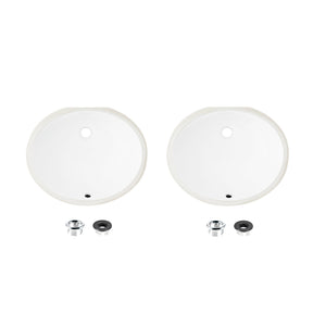 19.5" W x 16" D Porcelain Oval Undermount Bathroom Sink Set of 2