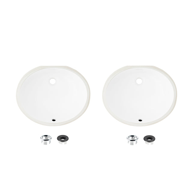 19.5" W x 16" D Porcelain Oval Undermount Bathroom Sink Set of 2