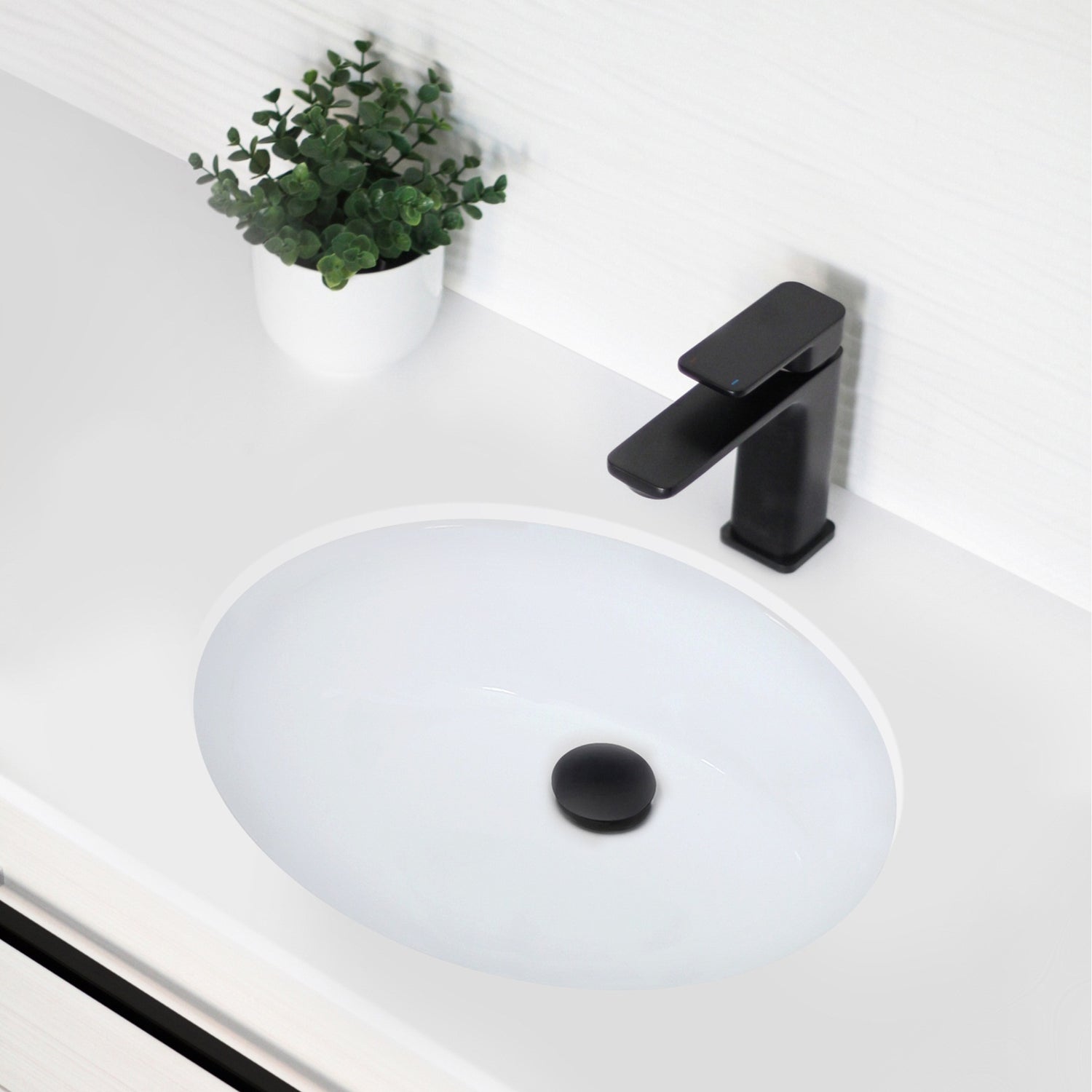 19.5" W x 16" D Porcelain Oval Undermount Bathroom Sink Set of 2