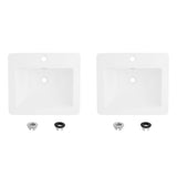 21.25" W x 18" D Porcelain Rectangular Drop-in Bathroom Sink Set of 2