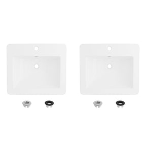 21.25" W x 18" D Porcelain Rectangular Drop-in Bathroom Sink Set of 2