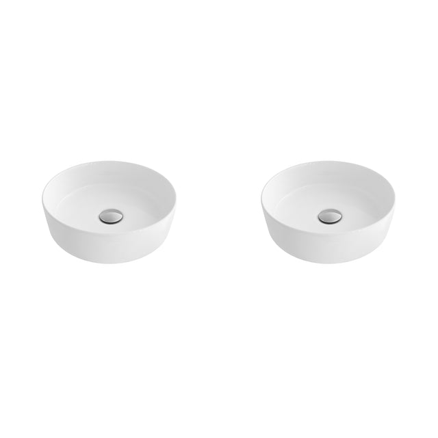 14.12" W Porcelain Round Vessel Sink Set of 2