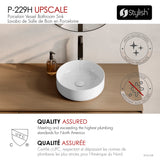 14.12" W Porcelain Round Vessel Sink