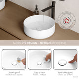 14.12" W Porcelain Round Vessel Sink