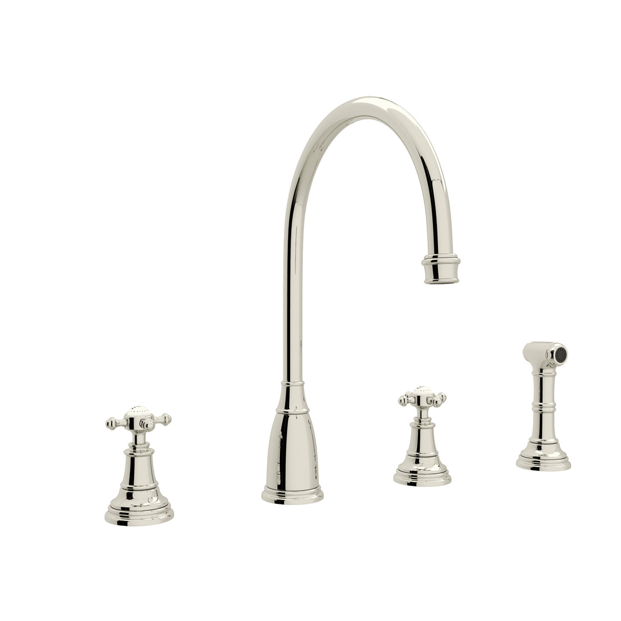 Georgian Era Two Handle Kitchen Faucet With Side Spray