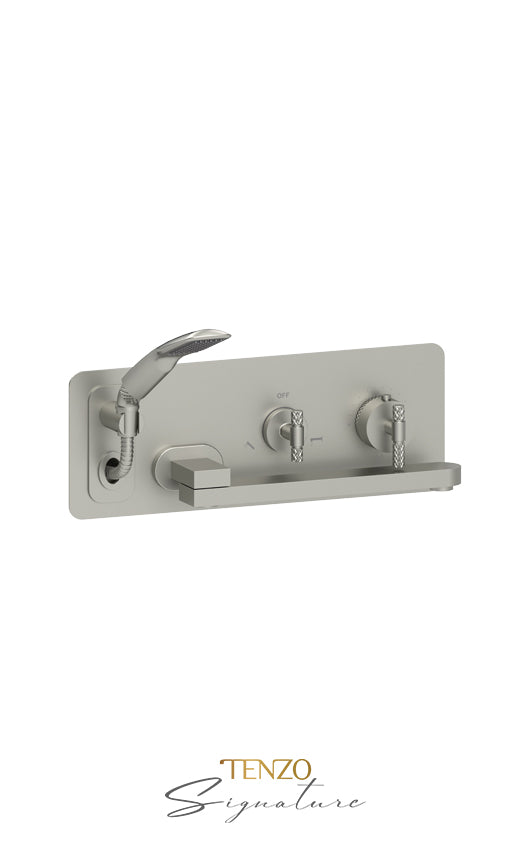 Wall mount tub faucet with swivel spout Bellacio-C brushed gold