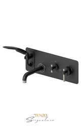 Wall mount tub faucet with retractable hose Bellacio-F brushed gold