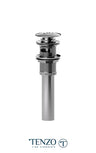 Push pop-up drain with oveflow round