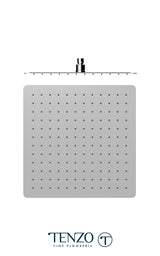 Shwr head square with round corners 40x40cm [16in] stainless steel 2mm