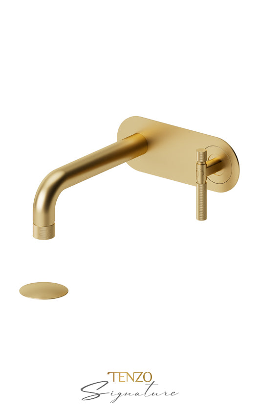Wall mount lavatory faucet with (W/O overflow) drain Bellacio-F brushed gold