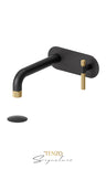 Wall mount lavatory faucet with (overflow) drain Bellacio-F brushed gold