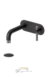 Wall mount lavatory faucet with (overflow) drain Bellacio-C brushed gold