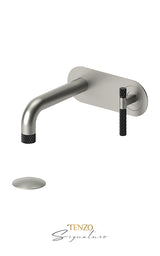 Wall mount lavatory faucet with (overflow) drain Bellacio-C brushed gold