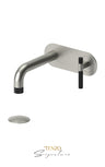 Wall mount lavatory faucet with (overflow) drain Bellacio-C brushed gold