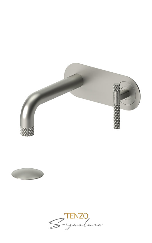 Wall mount lavatory faucet with (W/O overflow) drain Bellacio-C brushed gold
