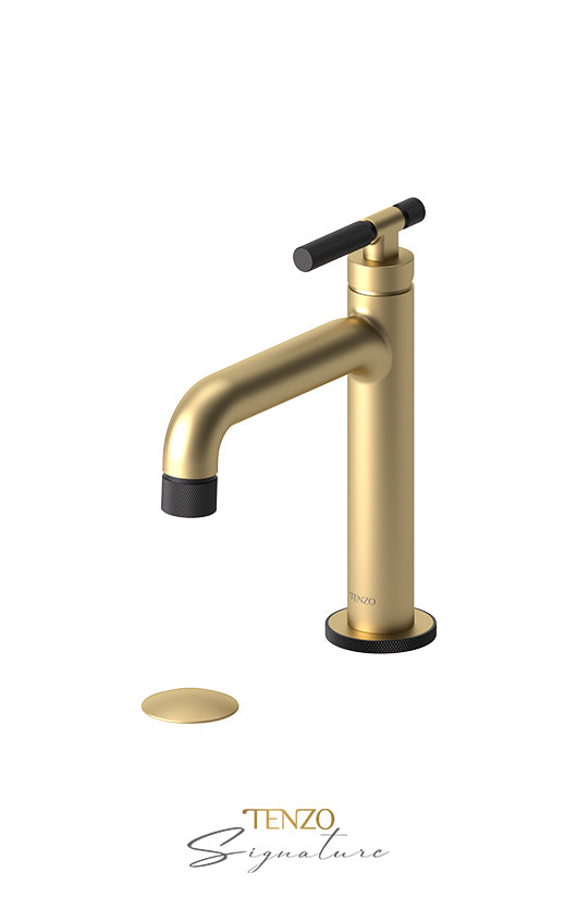 Single hole lavatory faucet with (overflow) drain Bellacio-F brushed gold