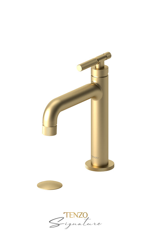 Single hole lavatory faucet with (W/O overflow) drain Bellacio-F brushed gold