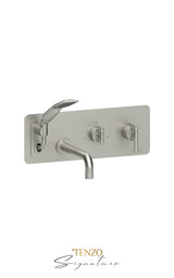 Wall mount tub faucet with retractable hose Bellacio-C brushed gold