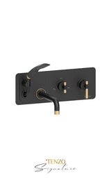 Wall mount tub faucet with retractable hose Bellacio-C brushed gold