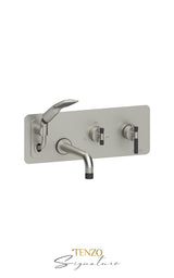 Wall mount tub faucet with retractable hose Bellacio-C brushed gold