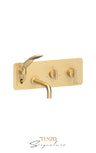 Wall mount tub faucet with retractable hose Bellacio-C brushed gold