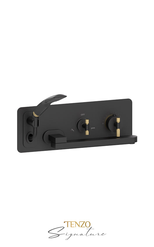 Wall mount tub faucet with swivel spout Bellacio-F brushed gold
