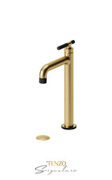 Tall single lavatory faucet with (overflow) drain Bellacio-F brushed gold
