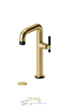 Tall single lavatory faucet with (W/O overflow) drain Bellacio-C brushed gold