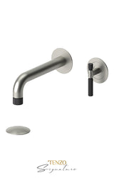 Wall mount lavatory faucet with (overflow) drain Bellacio-F brushed gold