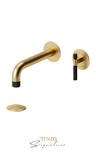Wall mount lavatory faucet with (overflow) drain Bellacio-F brushed gold