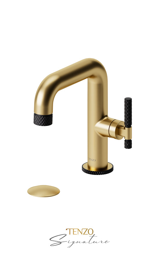 Single hole lavatory faucet with (W/O overflow) drain Bellacio-C brushed gold