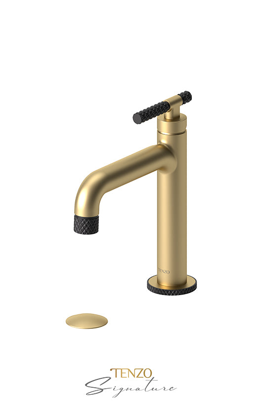 Single hole lavatory faucet with (overflow) drain Bellacio-C brushed gold