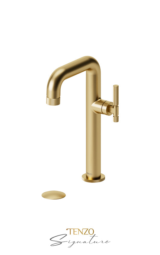 Tall single lavatory faucet with (W/O overflow) drain Bellacio-F brushed gold