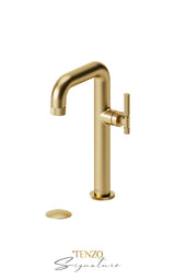 Tall single lavatory faucet with (W/O overflow) drain Bellacio-F brushed gold