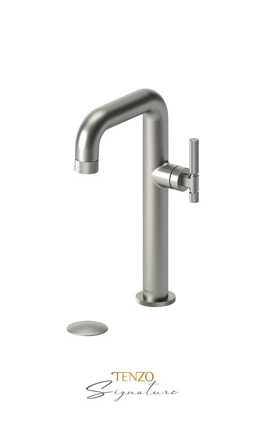 Tall single lavatory faucet with (overflow) drain Bellacio-F brushed gold