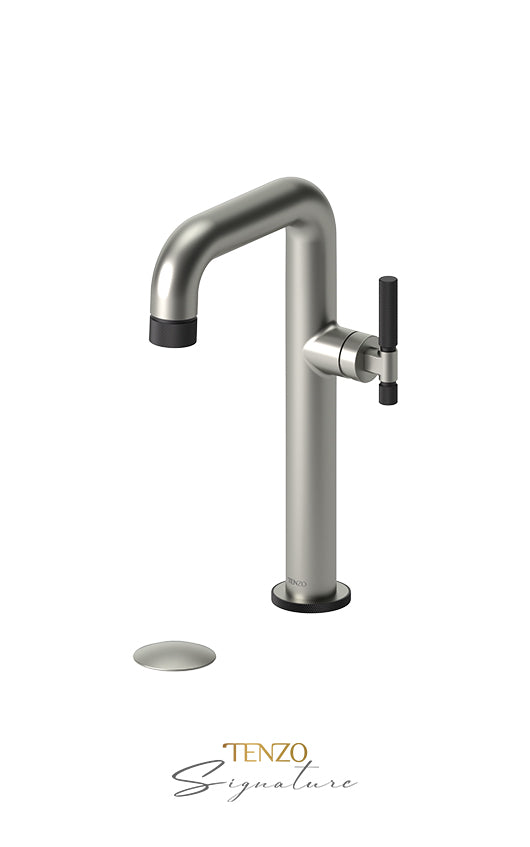 Tall single lavatory faucet with (overflow) drain Bellacio-F brushed gold