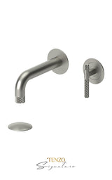 Wall mount lavatory faucet with (overflow) drain Bellacio-C brushed gold