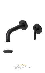 Wall mount lavatory faucet with (overflow) drain Bellacio-C brushed gold