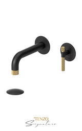 Wall mount lavatory faucet with (W/O overflow) drain Bellacio-C brushed gold