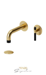 Wall mount lavatory faucet with (W/O overflow) drain Bellacio-C brushed gold