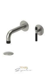 Wall mount lavatory faucet with (overflow) drain Bellacio-C brushed gold