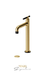 Tall single lavatory faucet with (W/O overflow) drain Bellacio-C brushed gold