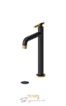 Tall single lavatory faucet with (overflow) drain Bellacio-C brushed gold