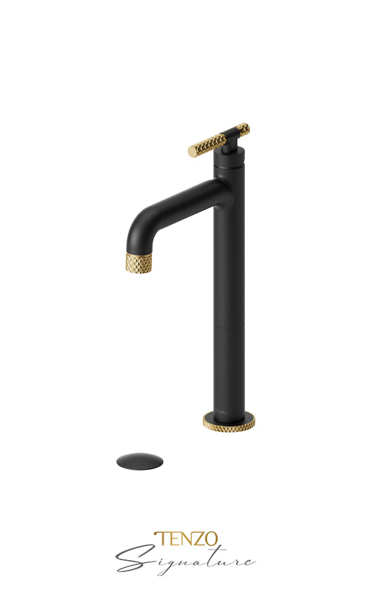 Tall single lavatory faucet with (W/O overflow) drain Bellacio-C brushed gold