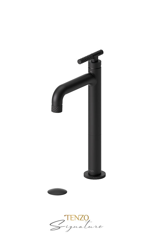 Tall single lavatory faucet with (overflow) drain Bellacio-C brushed gold