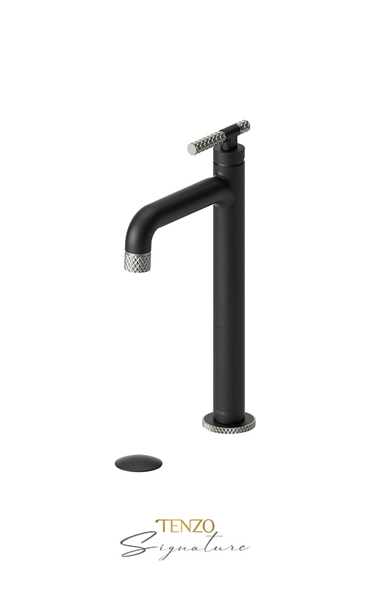 Tall single lavatory faucet with (overflow) drain Bellacio-C brushed gold